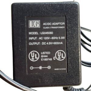 LG LG045060 AC DC Adapter 4.5V / 600mA Power Supply Charger Class 2 Transformer